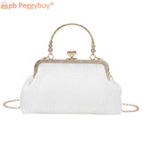 Chain Ladies Messenger Bag Top-handle Bag Casual Portable Soft Metal Buckle