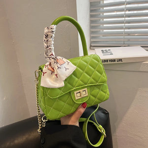 Chain Quilted Crossbody Bags for Women Leather Handbags Rhombus Lattice