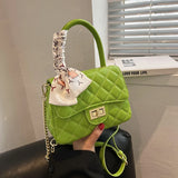 Chain Quilted Crossbody Bags for Women Leather Handbags Rhombus Lattice