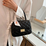 Chain Quilted Crossbody Bags for Women Leather Handbags Rhombus Lattice