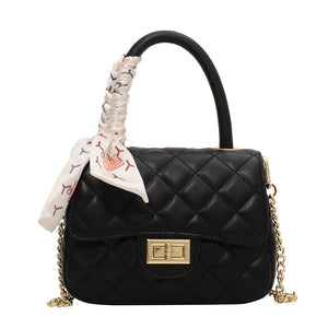 Chain Quilted Crossbody Bags for Women Leather Handbags Rhombus Lattice