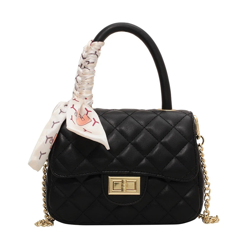 Chain Quilted Crossbody Bags for Women Leather Handbags Rhombus Lattice