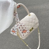 Chain Quilted Crossbody Bags for Women Leather Handbags Rhombus Lattice