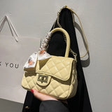 Chain Quilted Crossbody Bags for Women Leather Handbags Rhombus Lattice