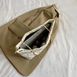 Brown Chain Quilted Shoulder Bag Large Tote Bag Zipper Leather Sh