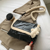 Chain Shoulder Bag Soft Leather Handbags Lambs Wool Crossbody Bag
