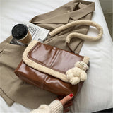 Chain Shoulder Bag Soft Leather Handbags Lambs Wool Crossbody Bag