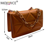 Embossed Chain Shoulder Bag with Wide Strap for Weekend Vacation