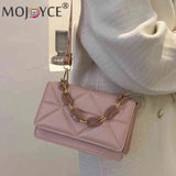 Embossed Chain Shoulder Bag with Wide Strap for Weekend Vacation