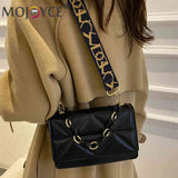 Embossed Chain Shoulder Bag with Wide Strap for Weekend Vacation