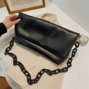 Chain Shoulder Bags PU Leather Envelope Handbags Cross Body