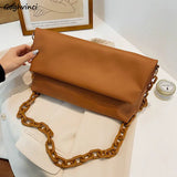 Chain Shoulder Bags PU Leather Envelope Handbags Cross Body