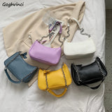 Chain Shoulder Bags Women Solid PU Leather Underarm Stylish Ladies OL All-match