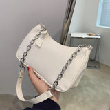 Chain Shoulder Bags Women Solid PU Leather Underarm Stylish Ladies OL All-match