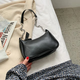 Chain Shoulder Bags Women Solid PU Leather Underarm Stylish Ladies OL All-match
