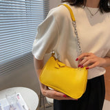 Chain Shoulder Bags Women Solid PU Leather Underarm Stylish Ladies OL All-match