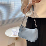 Chain Shoulder Bags Women Solid PU Leather Underarm Stylish Ladies OL All-match