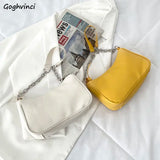 Chain Shoulder Bags Women Underarm PU Leather Small Square Bag