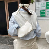 Chain Shoulder Bags Women Underarm PU Leather Small Square Bag