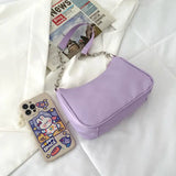 Chain Shoulder Bags Women Underarm PU Leather Small Square Bag
