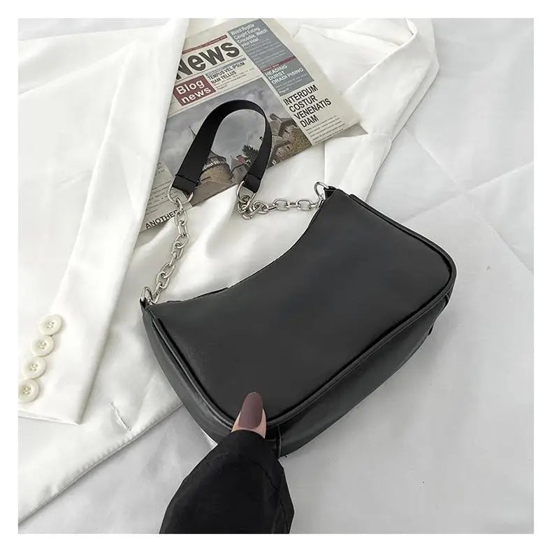 Chain Shoulder Bags Women Underarm PU Leather Small Square Bag