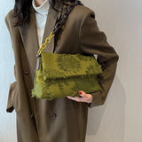 Canvas Shoulder Purse Handbag Tassel Crossbody Bag for Women