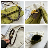 Canvas Shoulder Purse Handbag Tassel Crossbody Bag for Women