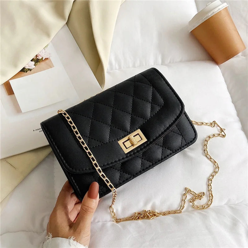 Chain Small Square Bag Casual Diagonal Bag Women's Bag Girl's Pu Bag