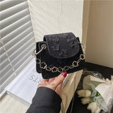 Small Square Bag Women's Crossbody Butterfly Embroidery Shoulder Bag