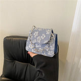 Small Square Bag Women's Crossbody Butterfly Embroidery Shoulder Bag