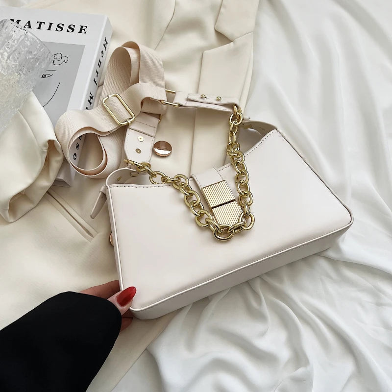Chain PU Leather Shoulder Bags for Women - Small Crossbody Handbags