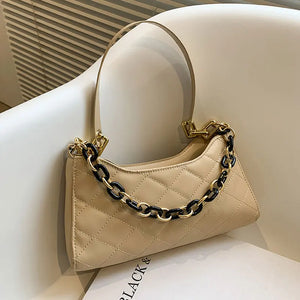 Chain Strap Leather Crossbody Bag for Women