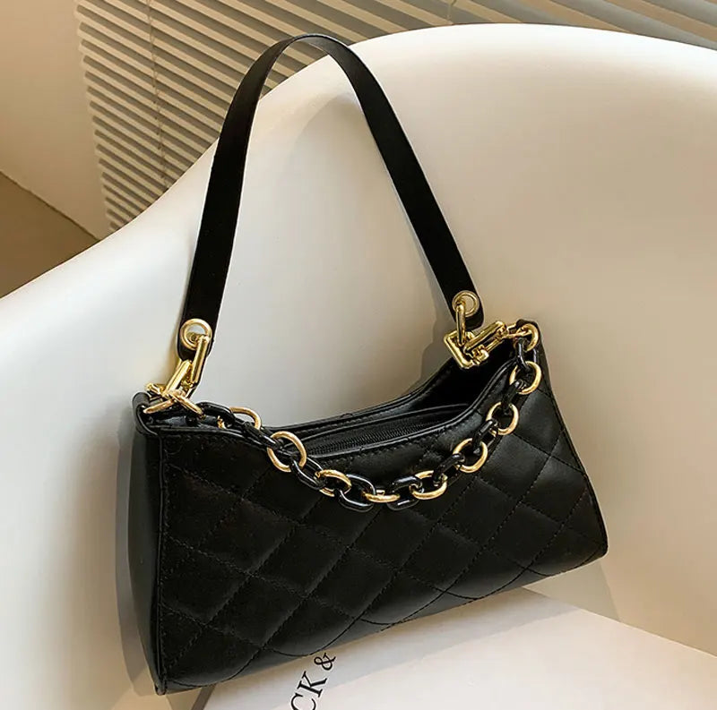 Chain Strap Leather Crossbody Bag for Women