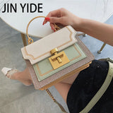 Chain Tote Bag Contrast Women Messenger Bag Flap Lady Handbag Crossbody Shoulder