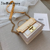 Chain Tote Bag Contrast Women Messenger Bag Flap Lady Handbag Crossbody Shoulder