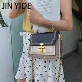 Chain Tote Bag Contrast Women Messenger Bag Flap Lady Handbag Crossbody Shoulder
