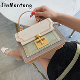 Chain Tote Bag Contrast Women Messenger Bag Flap Lady Handbag Crossbody Shoulder