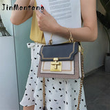 Chain Tote Bag Contrast Women Messenger Bag Flap Lady Handbag Crossbody Shoulder