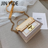 Chain Tote Bag Contrast Women Messenger Bag Flap Lady Handbag Crossbody Shoulder