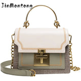 Chain Tote Bag Contrast Women Messenger Bag Flap Lady Handbag Crossbody Shoulder