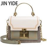 Chain Tote Bag Contrast Women Messenger Bag Flap Lady Handbag Crossbody Shoulder