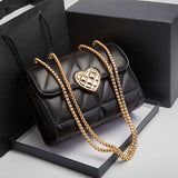 Chain Tote Bag Heart-shaped Hasp Ladies Pu Leather Shoulder Crossbody Bag