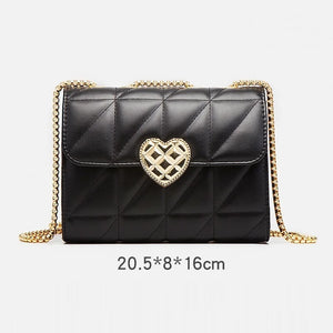 Chain Tote Bag Heart-shaped Hasp Ladies Pu Leather Shoulder Crossbody Bag
