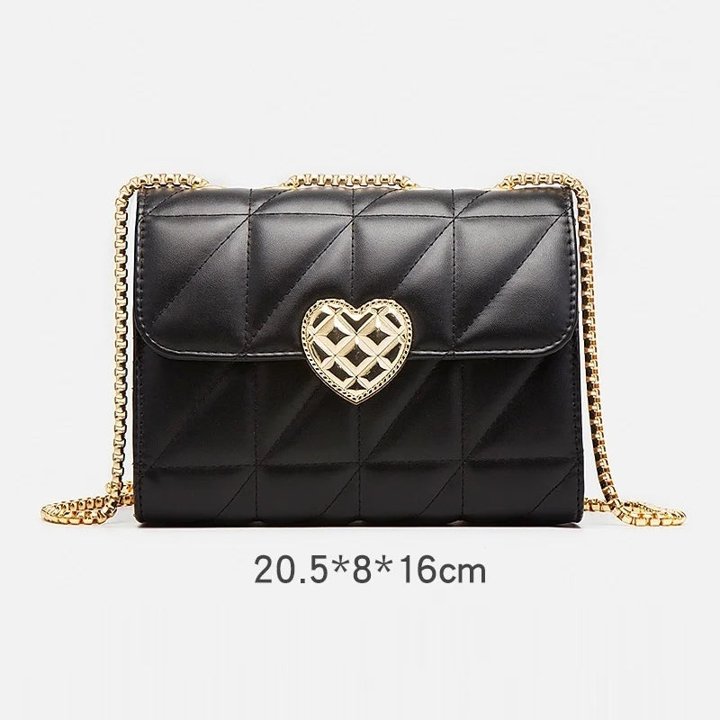 Chain Tote Bag Heart-shaped Hasp Ladies Pu Leather Shoulder Crossbody Bag
