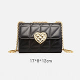 Chain Tote Bag Heart-shaped Hasp Ladies Pu Leather Shoulder Crossbody Bag