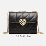 Chain Tote Bag Heart-shaped Hasp Ladies Pu Leather Shoulder Crossbody Bag