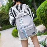 Chain USB Canvas Backpack Teenager Girls Backpacks Women Student