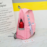 Chain USB Canvas Backpack Teenager Girls Backpacks Women Student