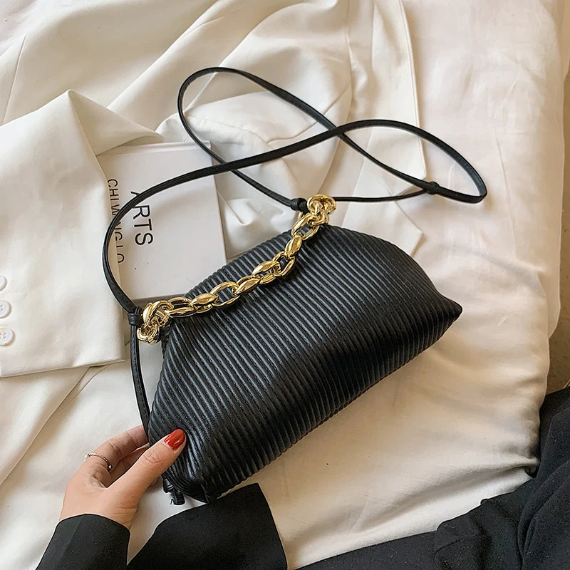 Chain Underarm Bag Soft PU Leather Women's Handbag