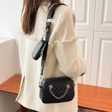 Embroidered Lattice Underarm Bag with Purse